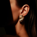 Golden Spiral Shell Stud Earrings